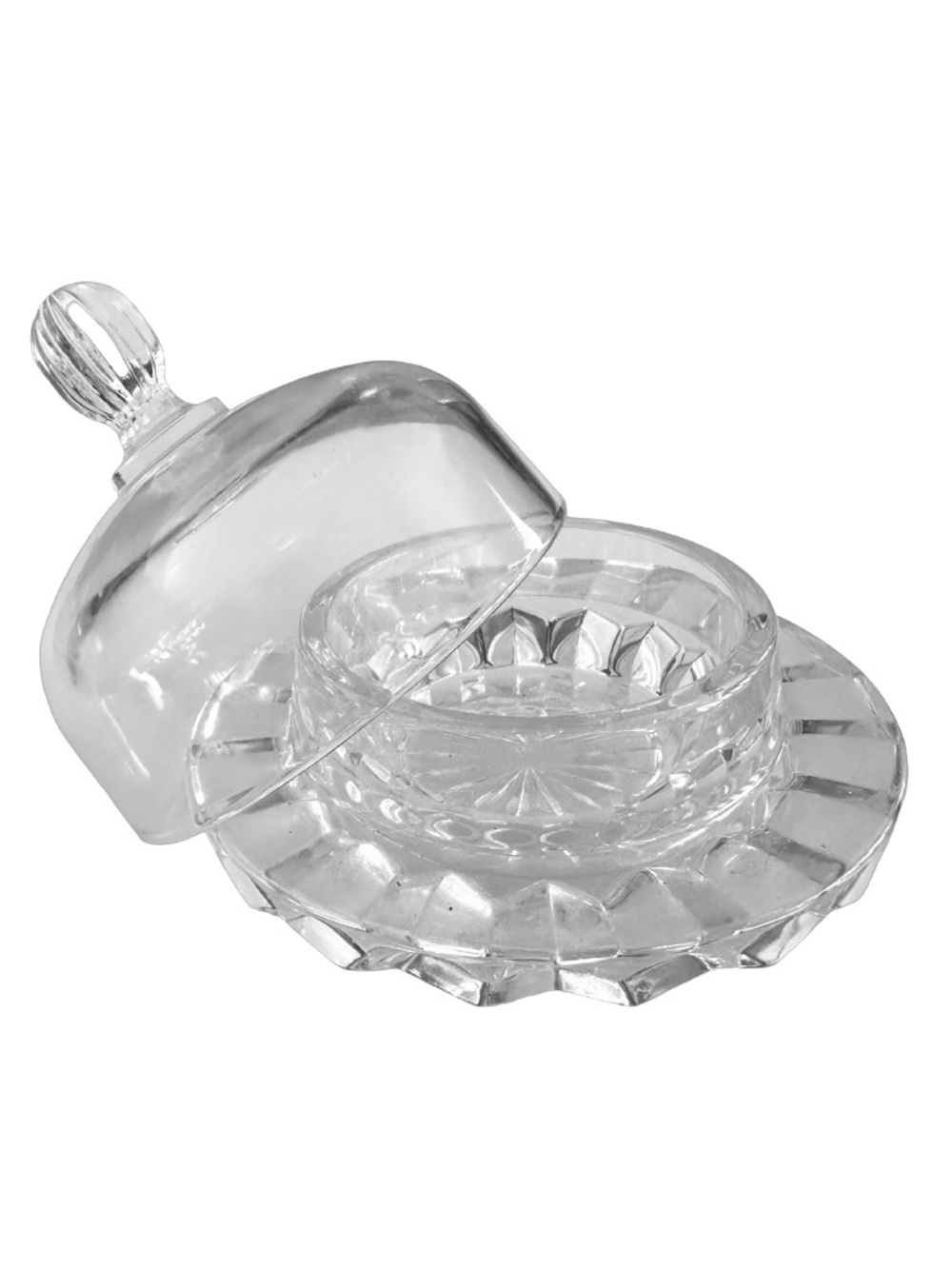 Mikasa Crystal Salina Mini Round Butter Dish Jam Caviar Holder Bowl w/ Lid